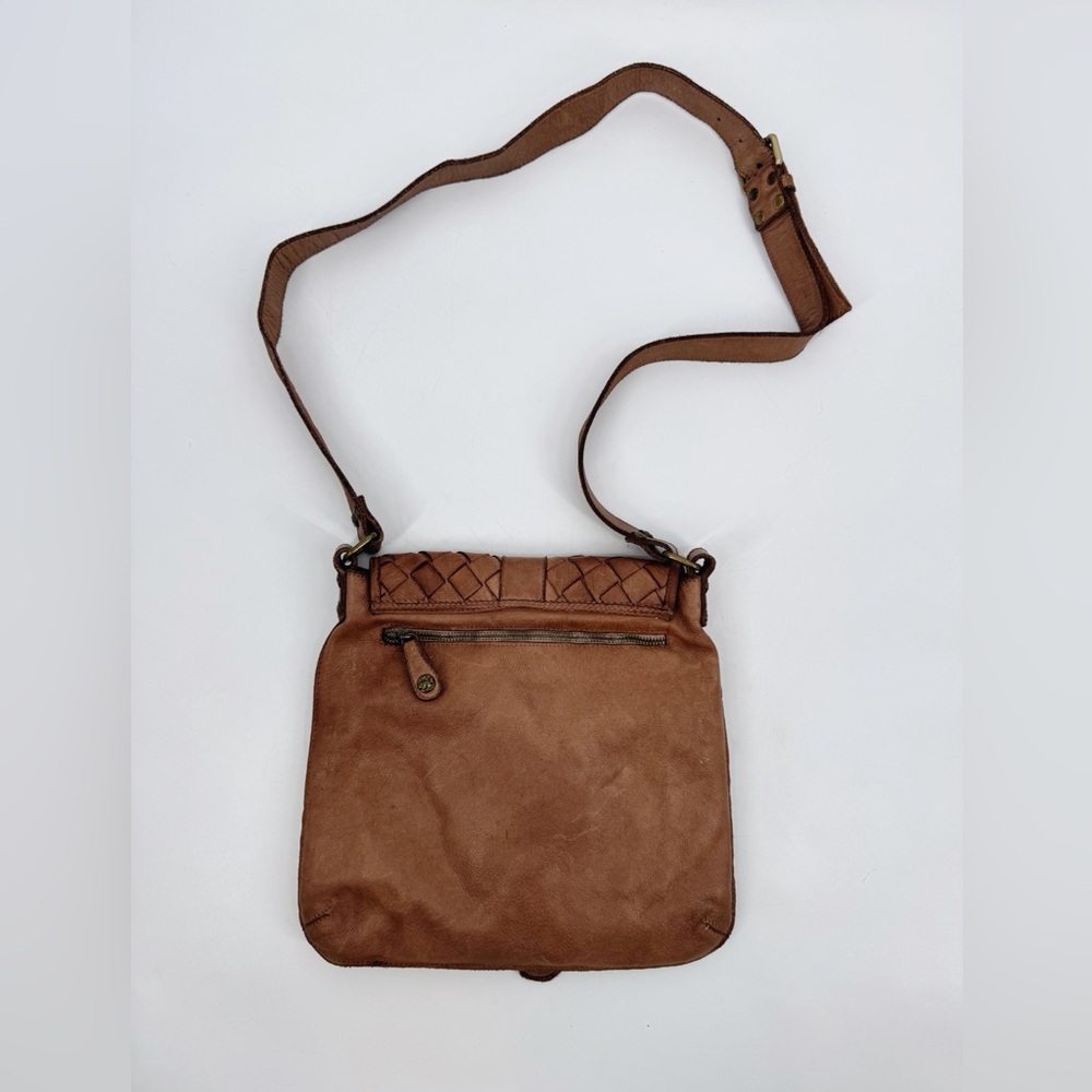 Civico 93 Genuine Leather Woven Flap Crossbody Bag Brown Made in Italy - Picture 5 of 12